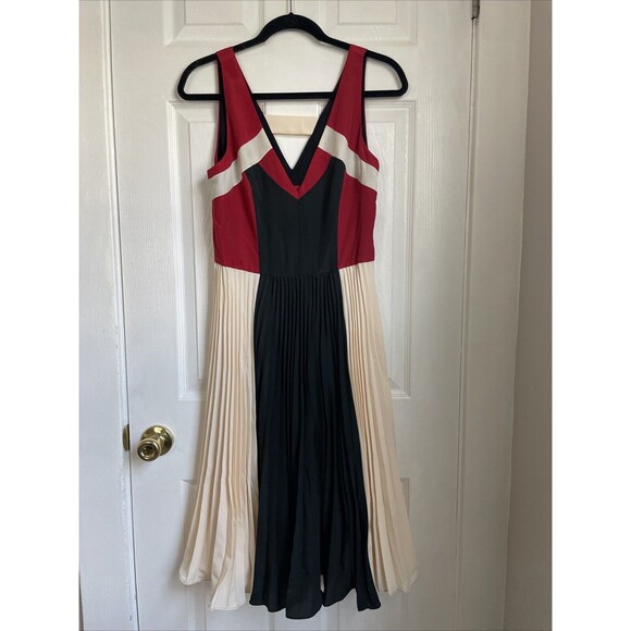 NWT Anthropologie Maeve Pleated Colorblock Midi Dress Size 8 READ - Picture 1 of 10